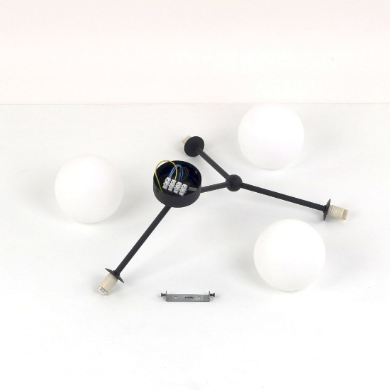 Plafoniera per cucina moderna nero 3 bocce bianche